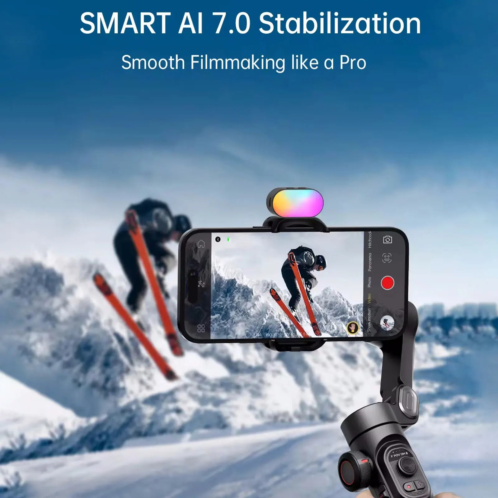 XE Smart Gimbal Stabilizer for Smartphones with Magnetic Fill Light and 3-Axis Foldable Design for Video Recording