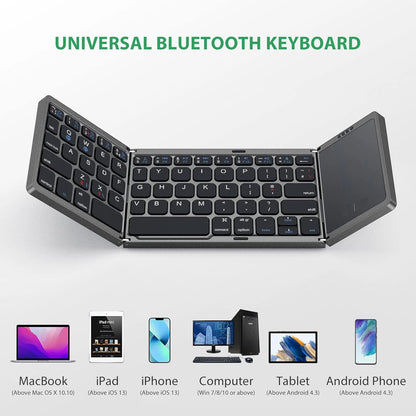 Foldable Wireless Bluetooth Keyboard with Touchpad - Portable Mini Design for Mac, iOS, Android, Windows, and Tablets