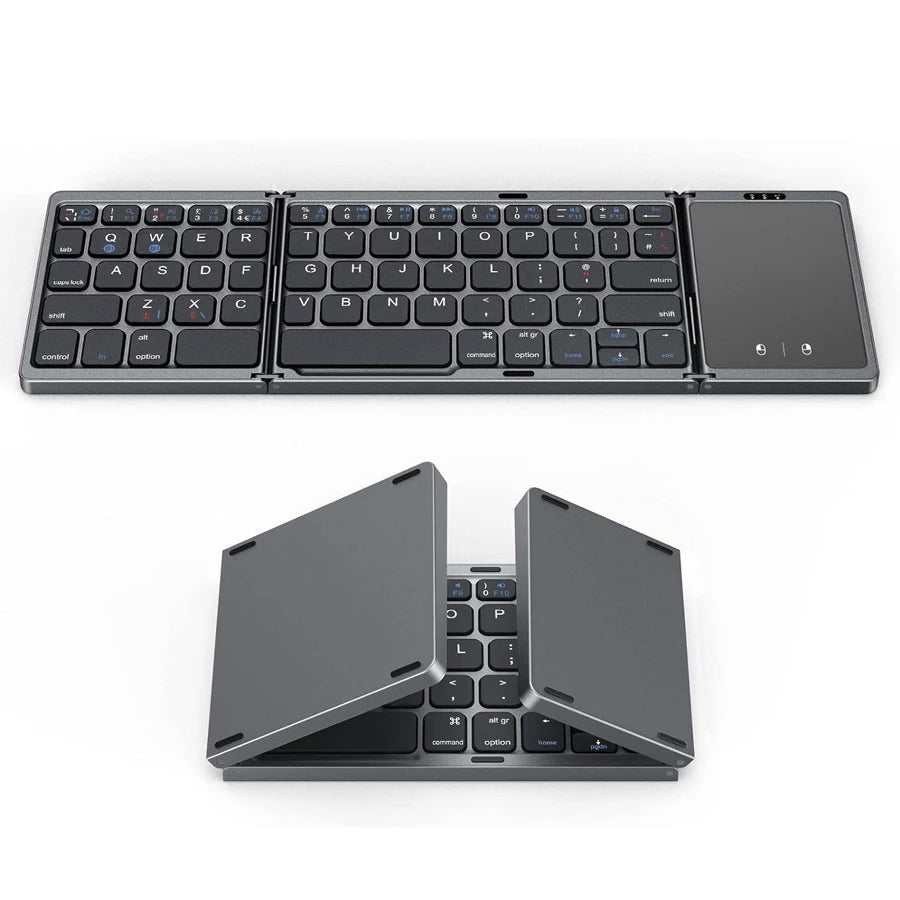 Foldable Wireless Bluetooth Keyboard with Touchpad - Portable Mini Design for Mac, iOS, Android, Windows, and Tablets