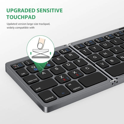 Foldable Wireless Bluetooth Keyboard with Touchpad - Portable Mini Design for Mac, iOS, Android, Windows, and Tablets