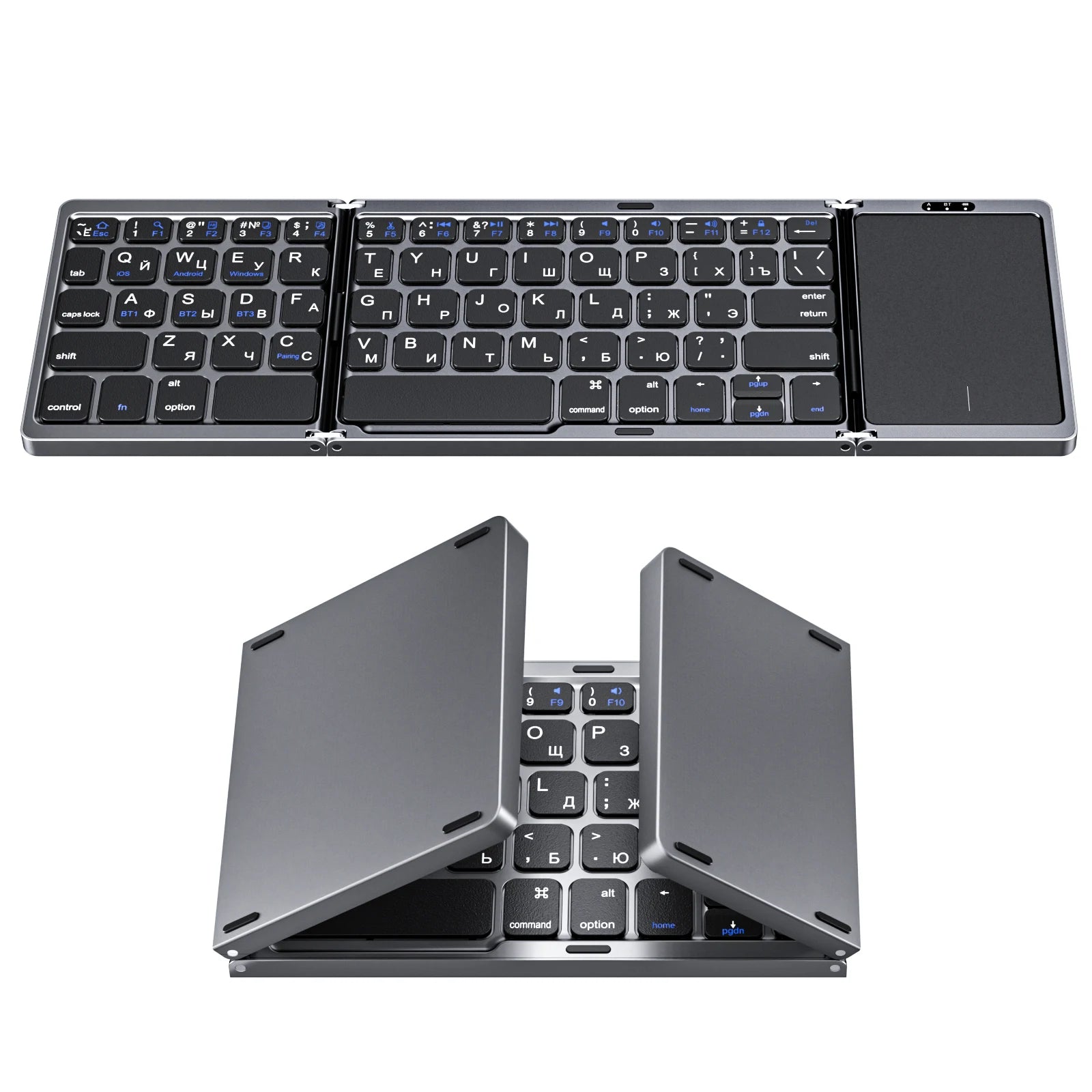 Foldable Wireless Bluetooth Keyboard with Touchpad - Portable Mini Design for Mac, iOS, Android, Windows, and Tablets