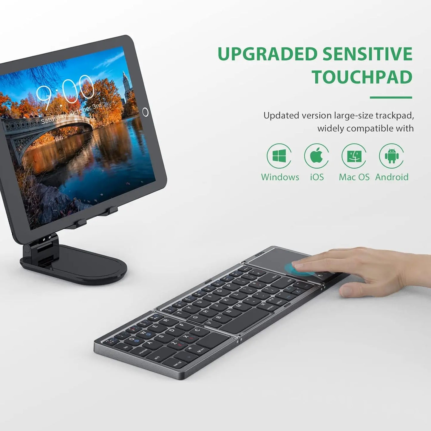 Foldable Wireless Bluetooth Keyboard with Touchpad - Portable Mini Design for Mac, iOS, Android, Windows, and Tablets