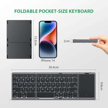 Foldable Wireless Bluetooth Keyboard with Touchpad - Portable Mini Design for Mac, iOS, Android, Windows, and Tablets